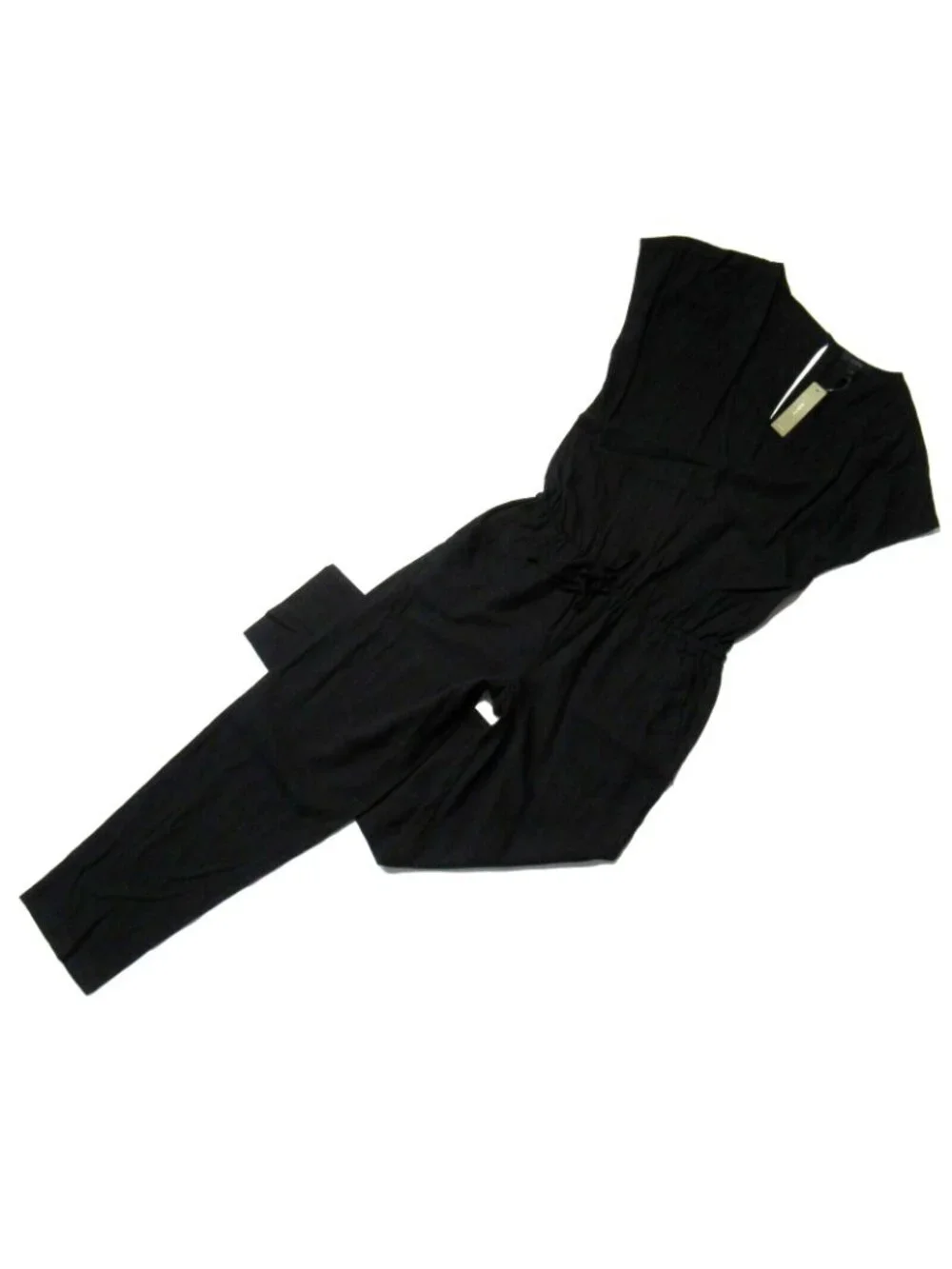 NWT J.Crew Relaxed Jumpsuit in Black Tencel Linen V-neck Jumper XXXS 3XS